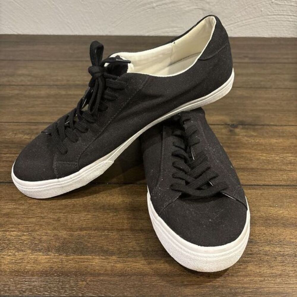 Madewell Sidewalk Low-Top Canvas Sneakers,‎ Black, Size Men's 10.5 Women's 12